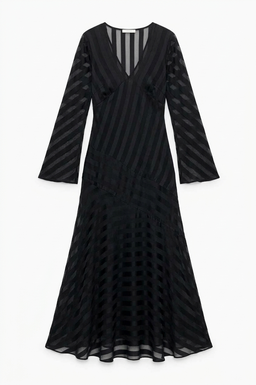 Rachael - Lena Stripe Devore Black