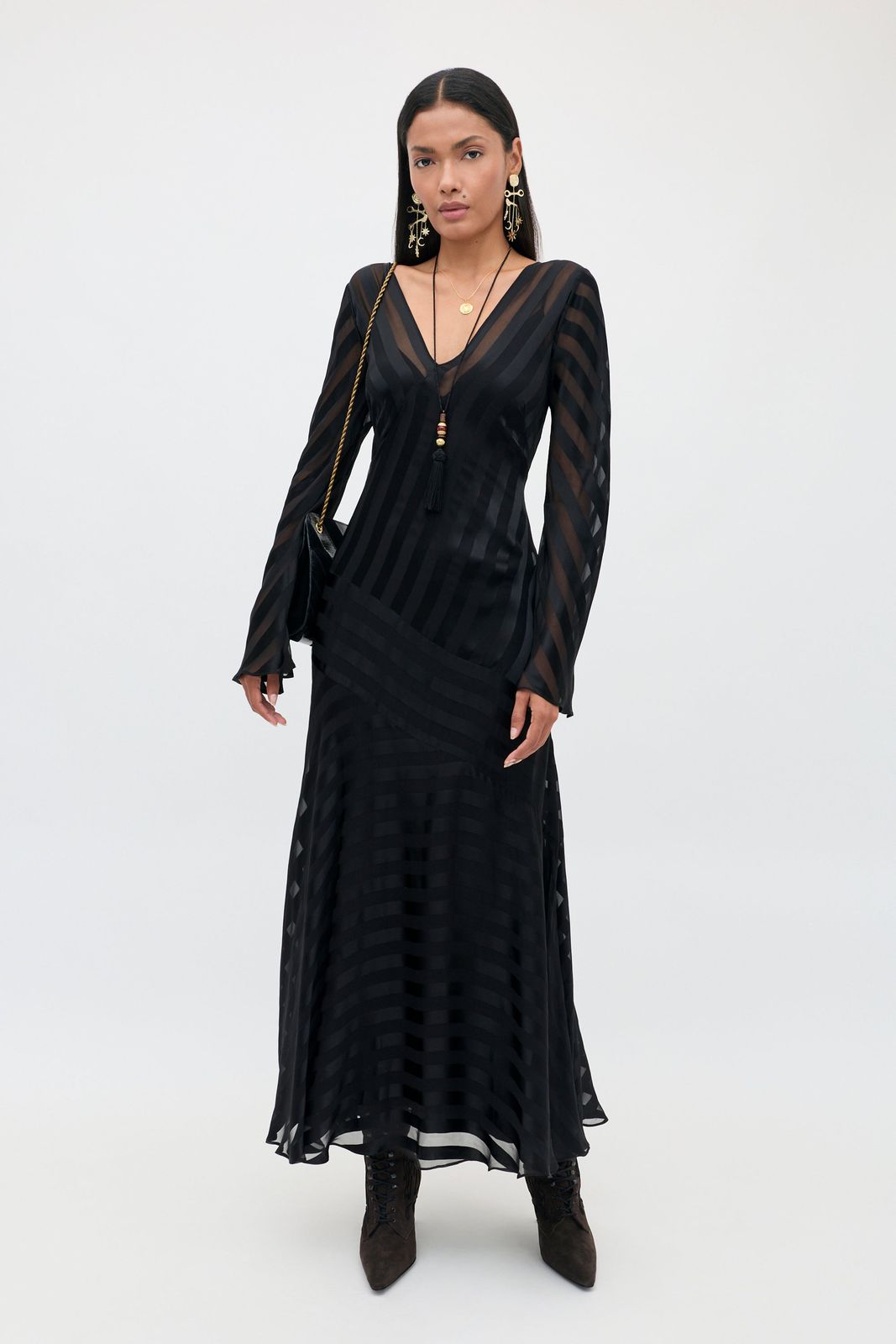 Rachael - Lena Stripe Devore Black