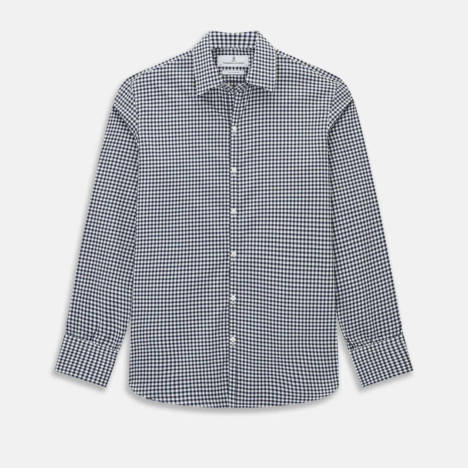 Windsor Fine Double Chequered Navy on White Regular Fit Shirt