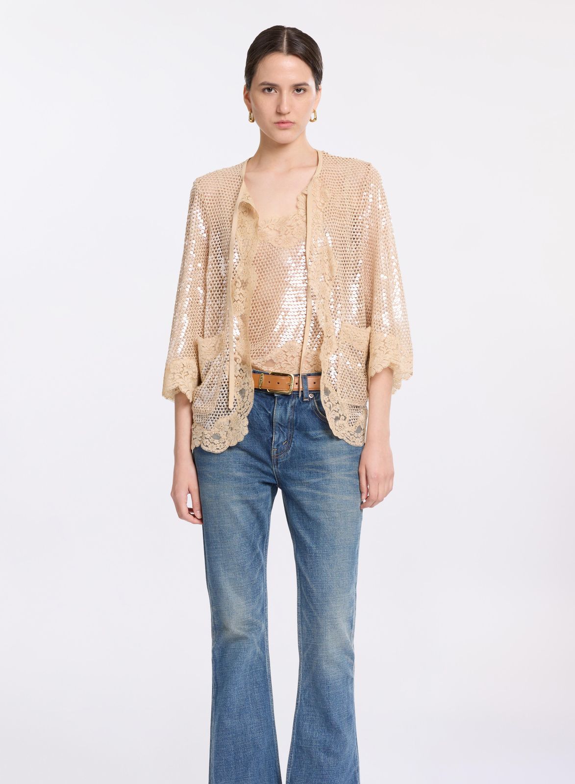 Sequined Mesh Twin Set