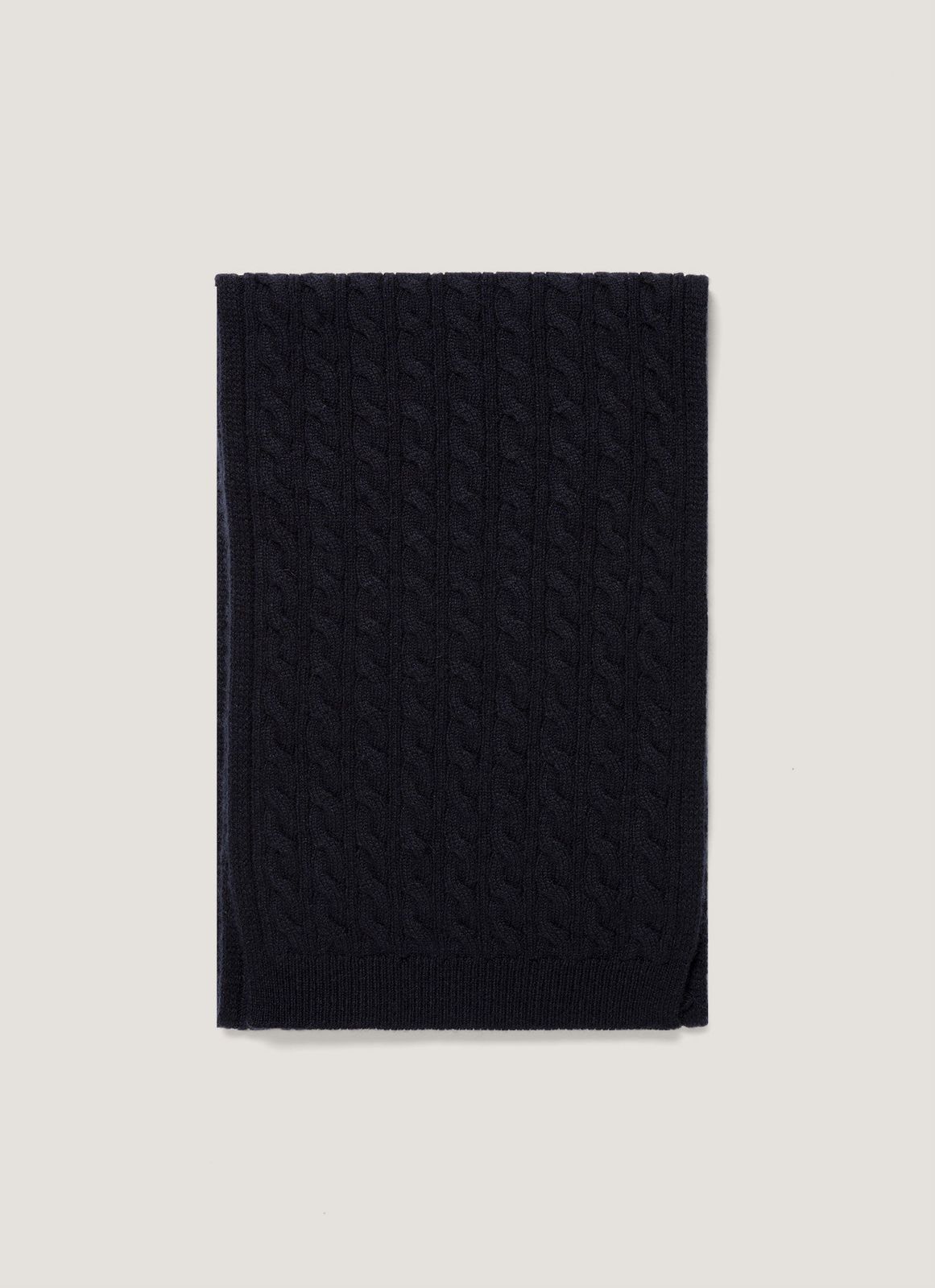 Men's Cashmere Cable Scarf in Navy