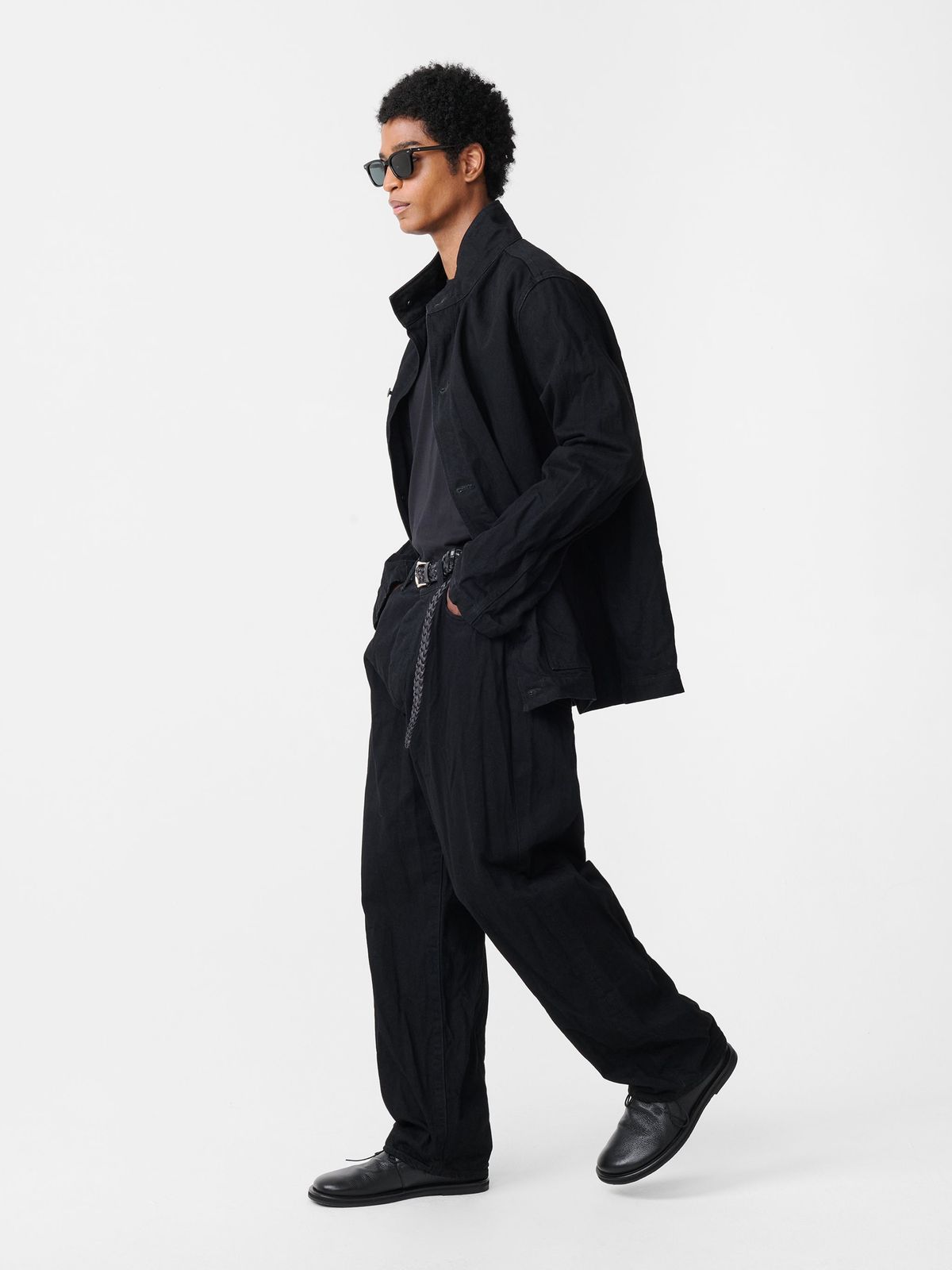Seb Crinkle Straight Leg Denim Pant in Black