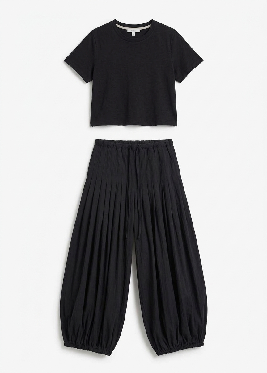 Berson Gathered Balloon Pants - Black