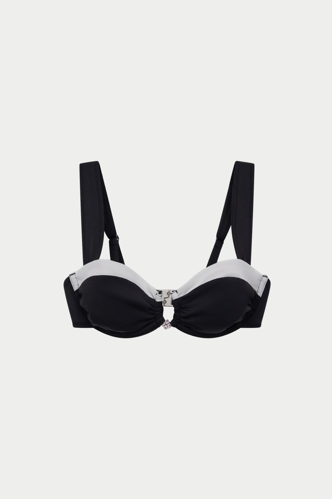 DOUBLE LAYER BALCONETTE BIKINI TOP - BLACK