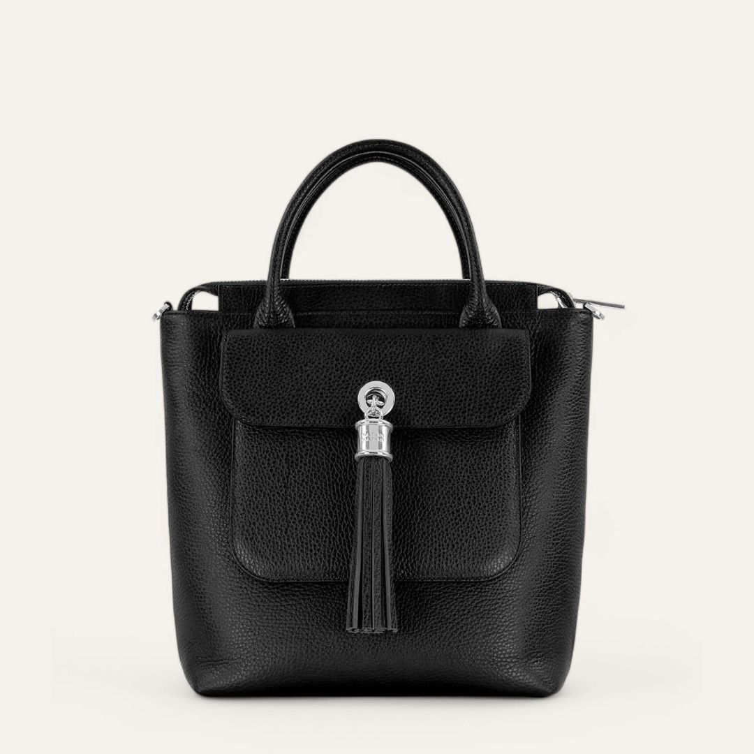 Mini P Backpack | Black with Silver hardware