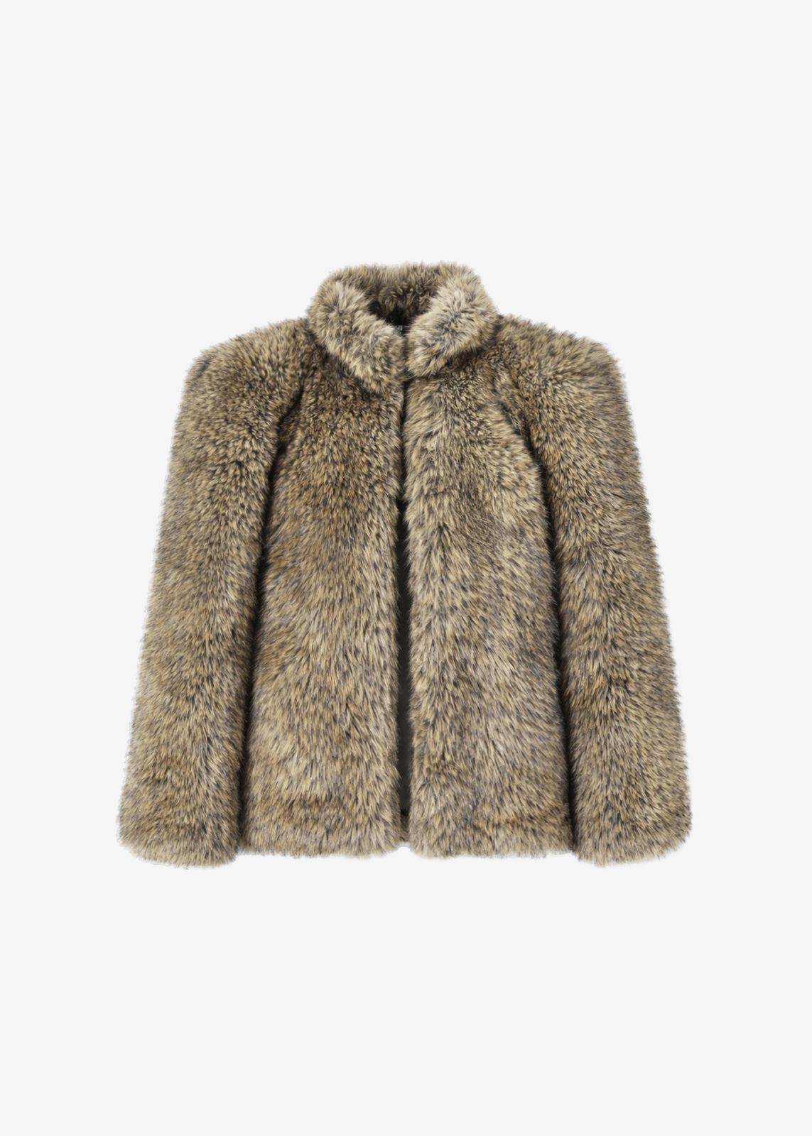 Denia Faux Fur Cinched Jacket - Beige Melange