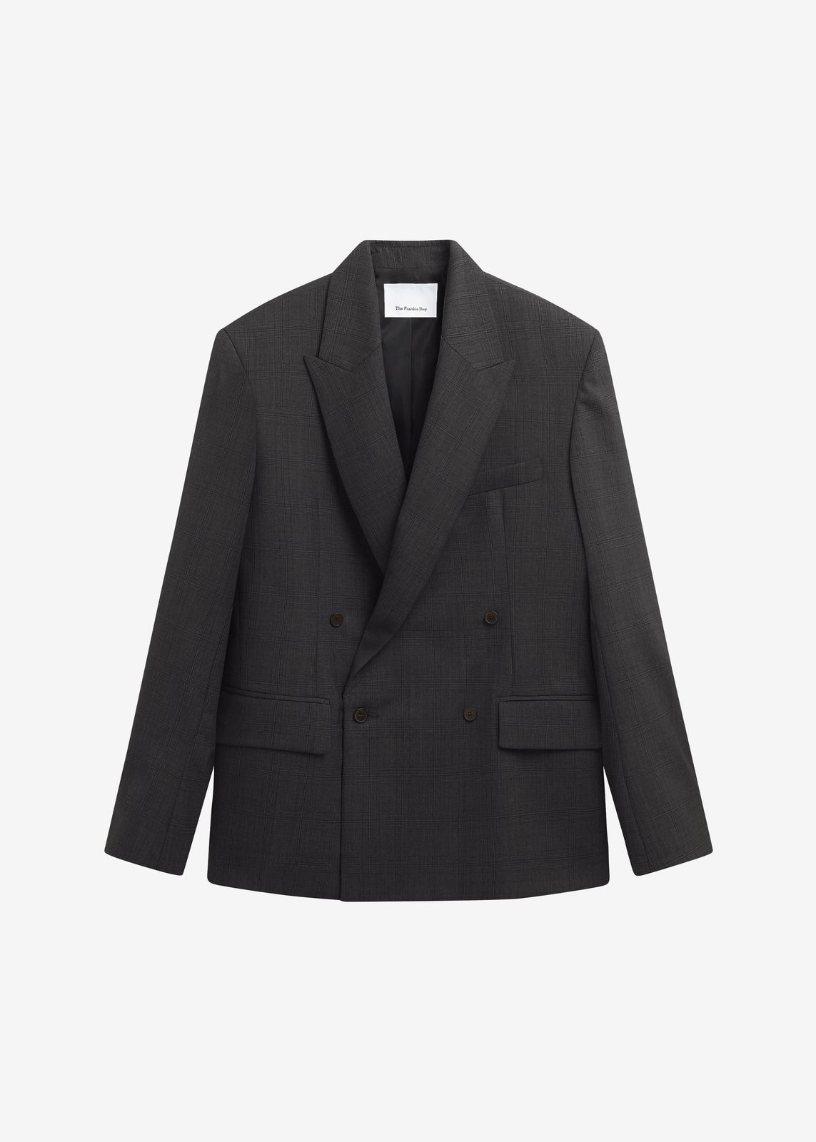 Newark Plaid Double Breasted Blazer - Dark Grey