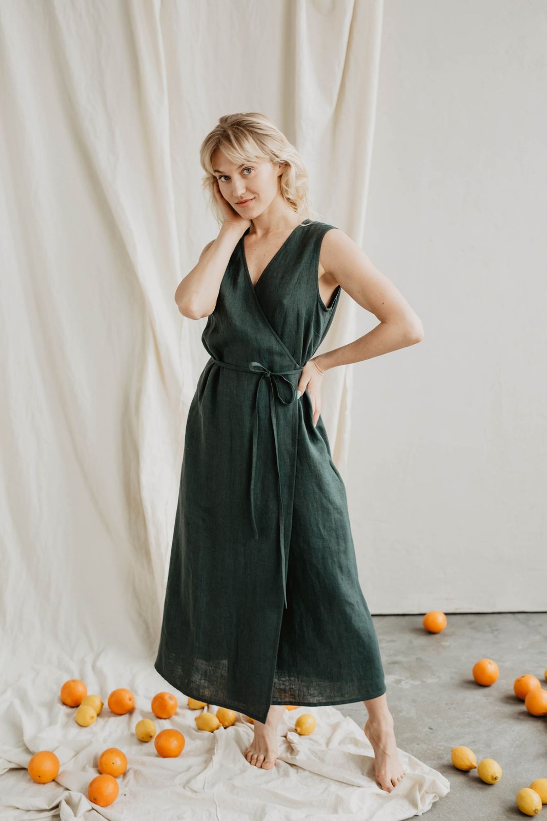 Salomėja Linen Dress | 100% Linen | Green or Yellow