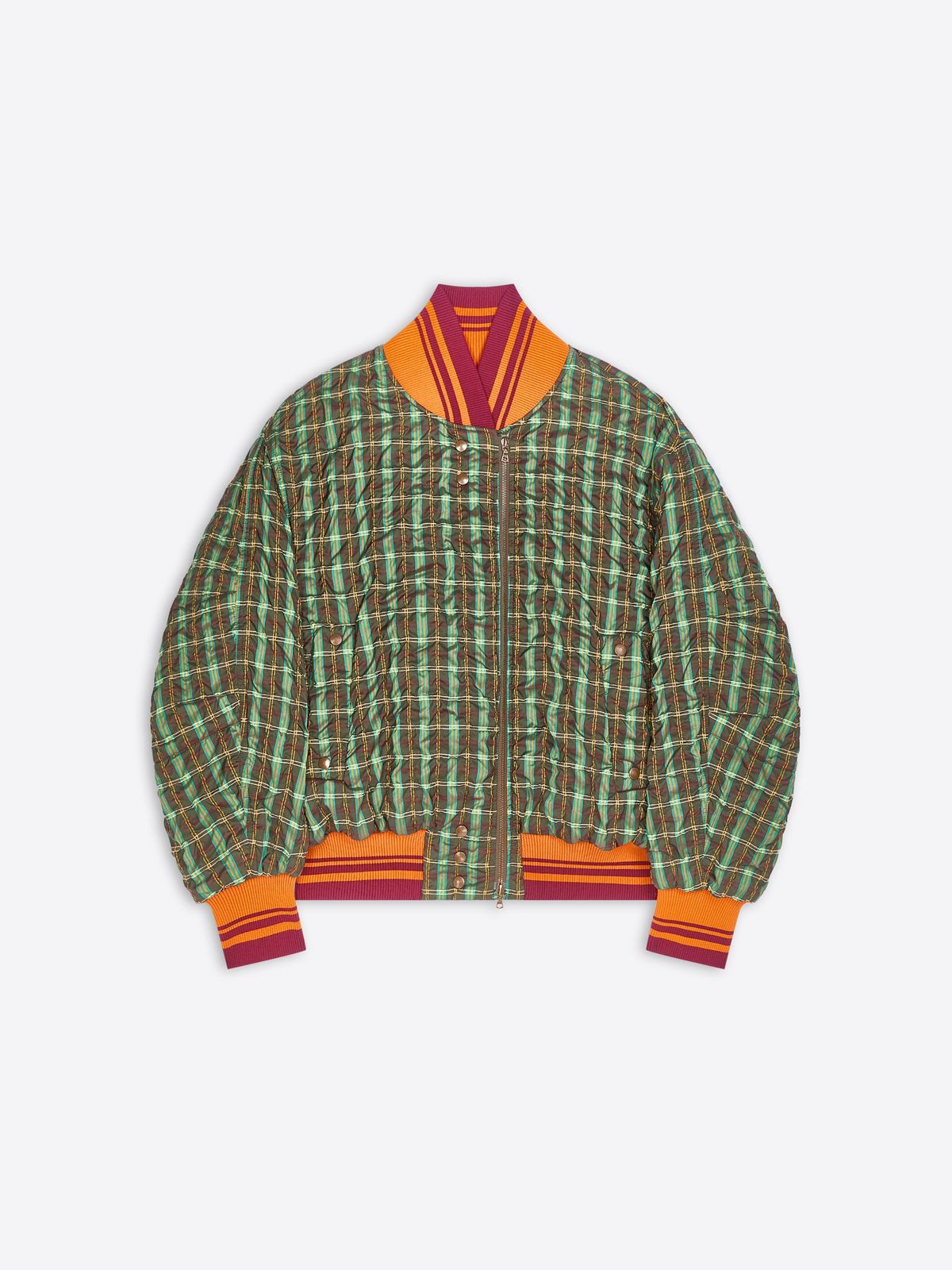 Oversized seersucker bomber