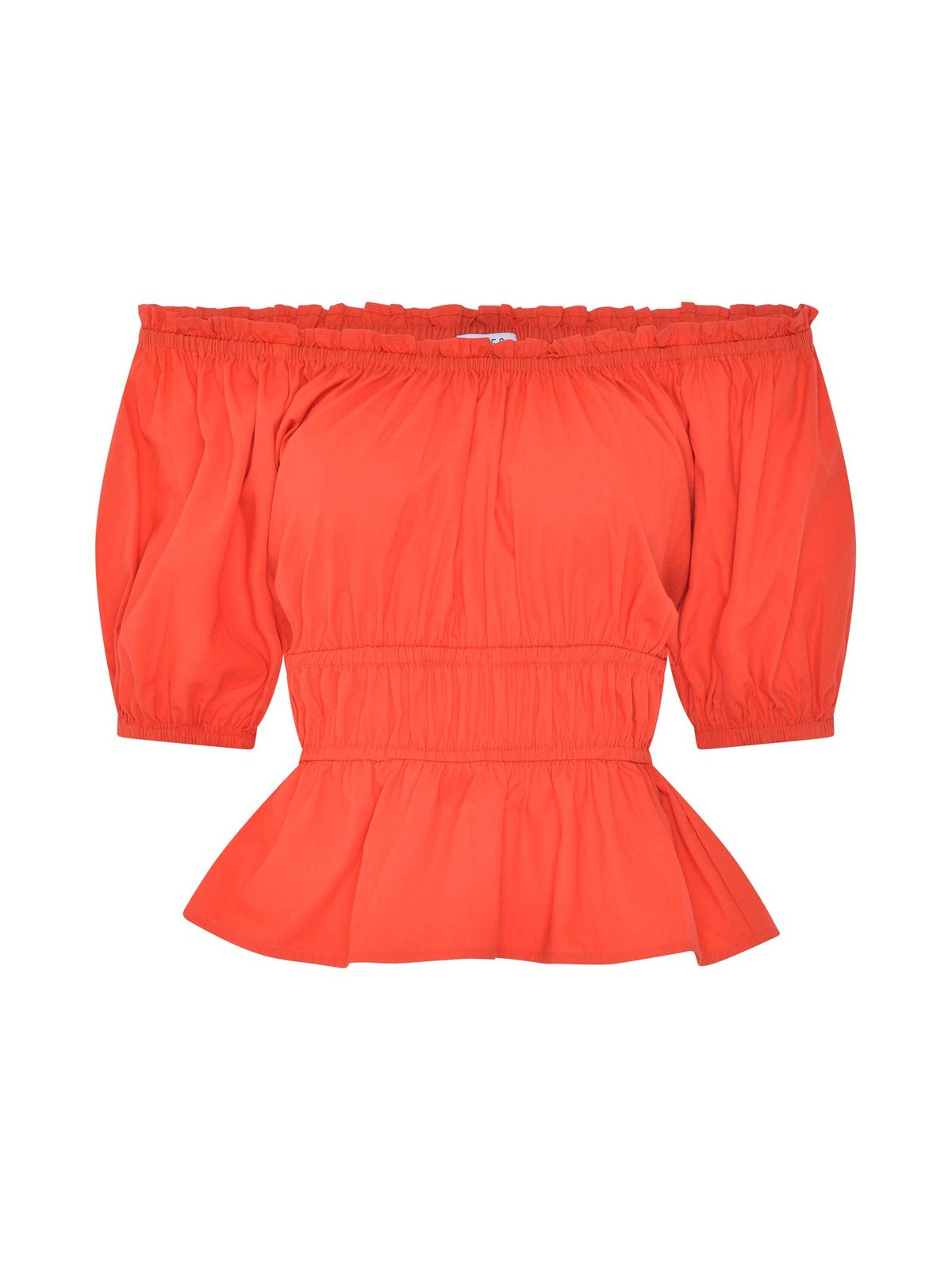Ola Shirred Detail Short Sleeve Top In Red