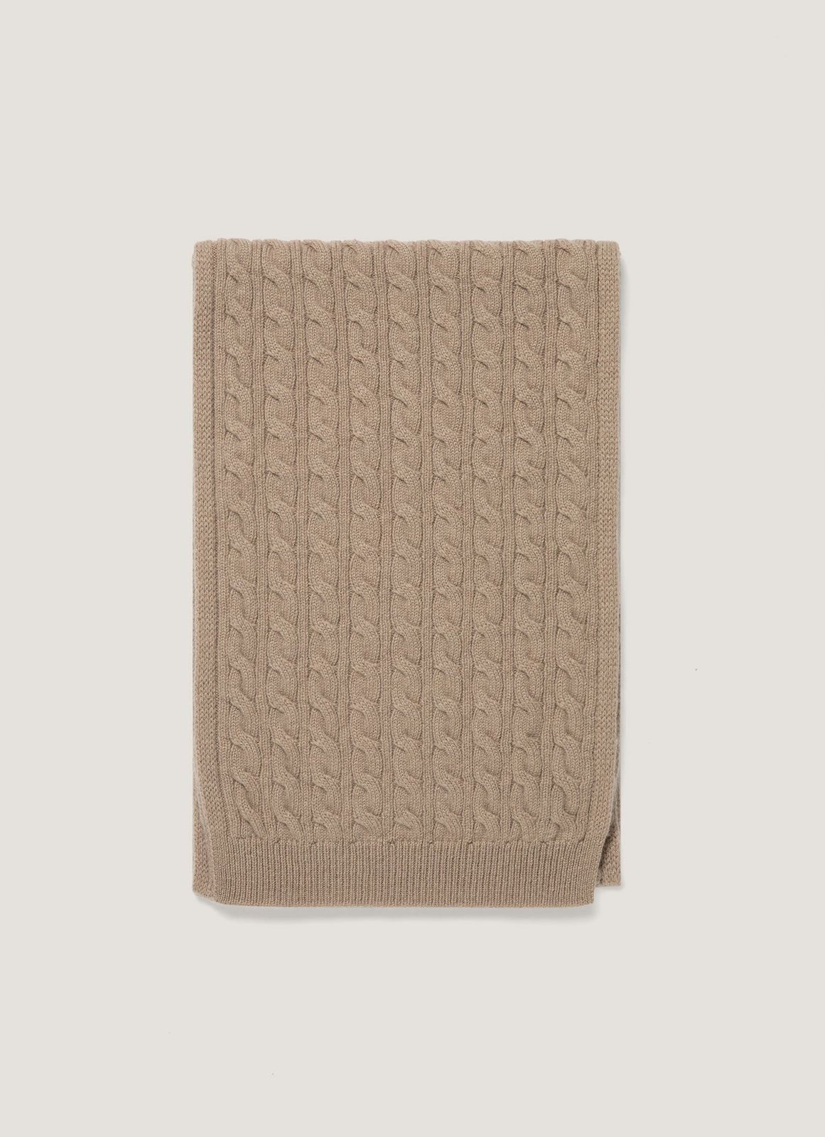Men's Cashmere Cable Scarf in Mink
