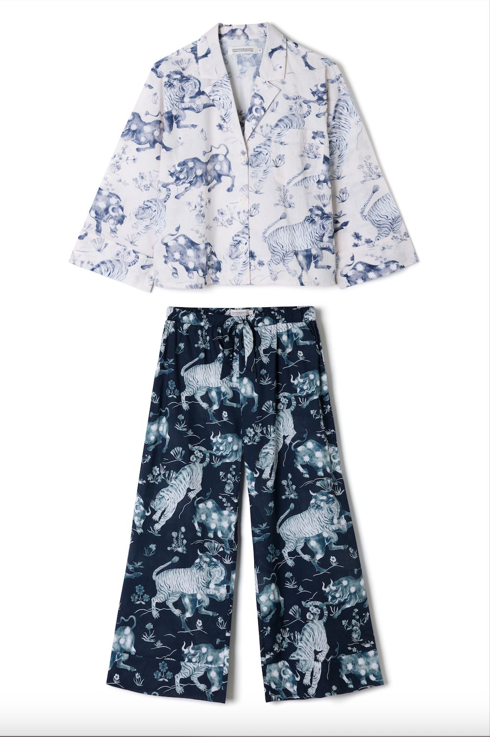 Boxy Shirt & Wide Leg Set Thunderheart Cream/Navy