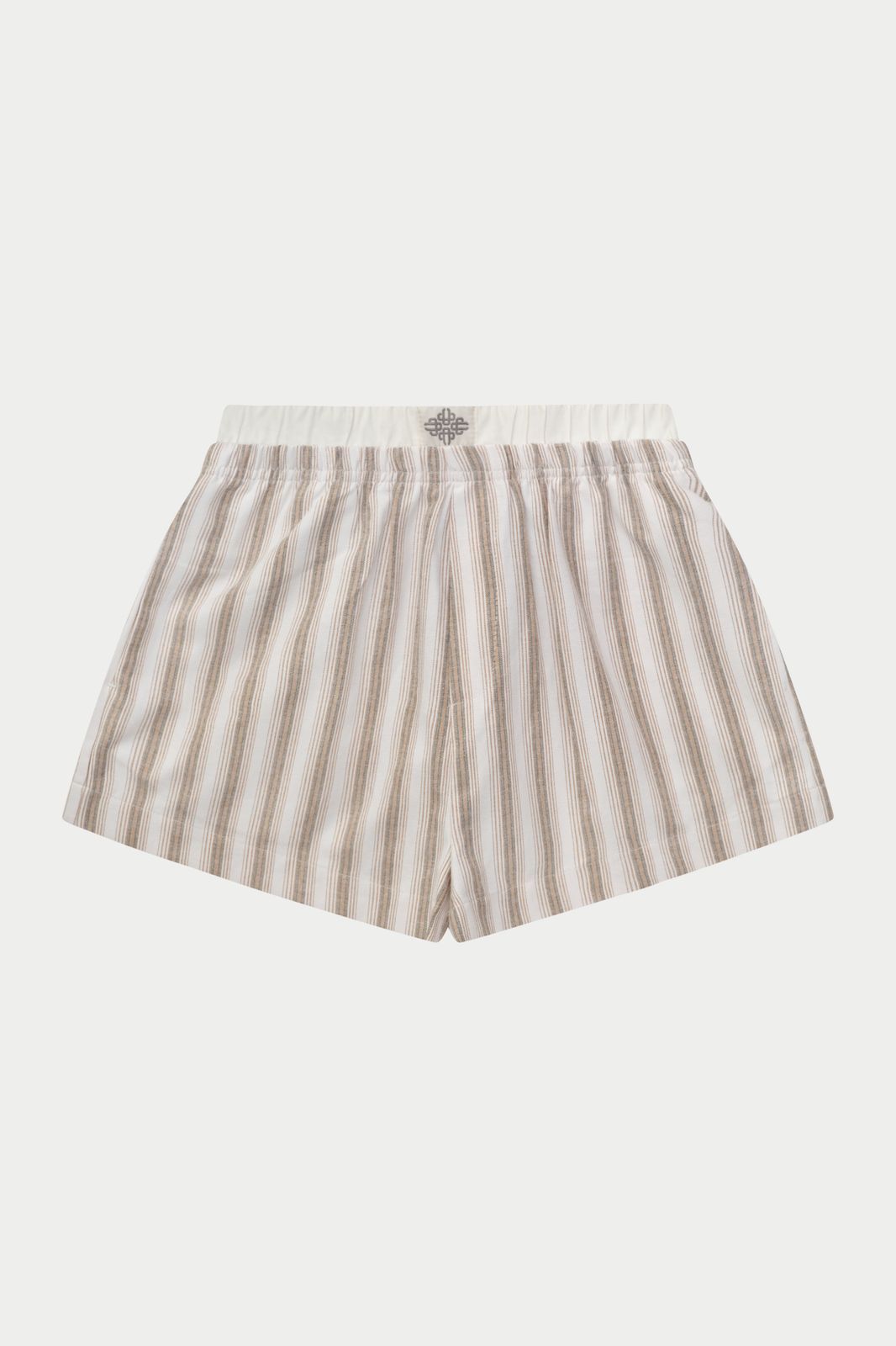 STRIPE BOXER WAISTBAND WOVEN SHORTS - BEIGE
