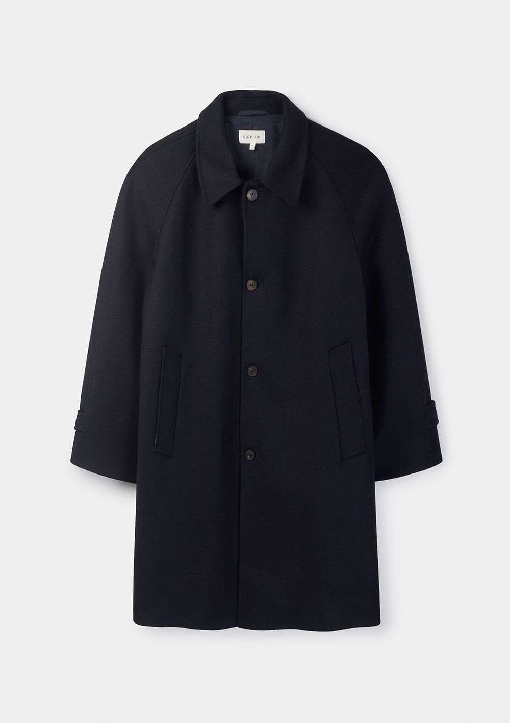 Ink Navy Wool Raglan Overcoat
