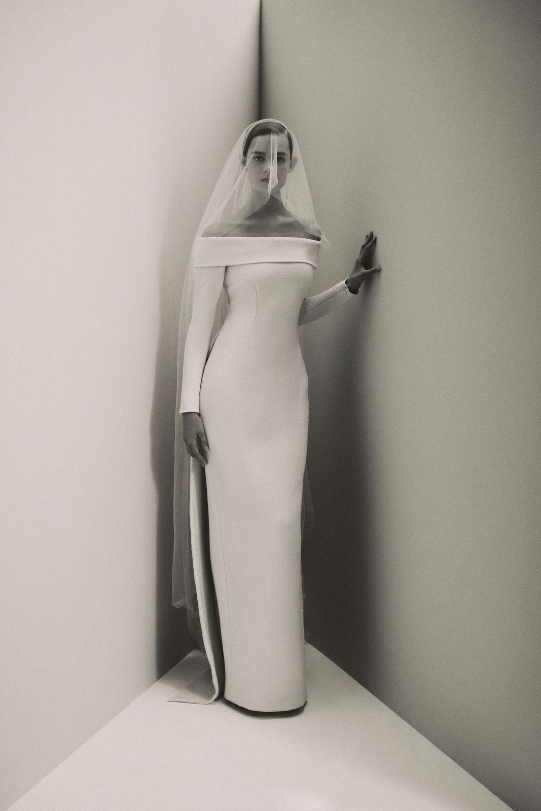 Marina Bridal Dress in Ivory Double Faced Cloque