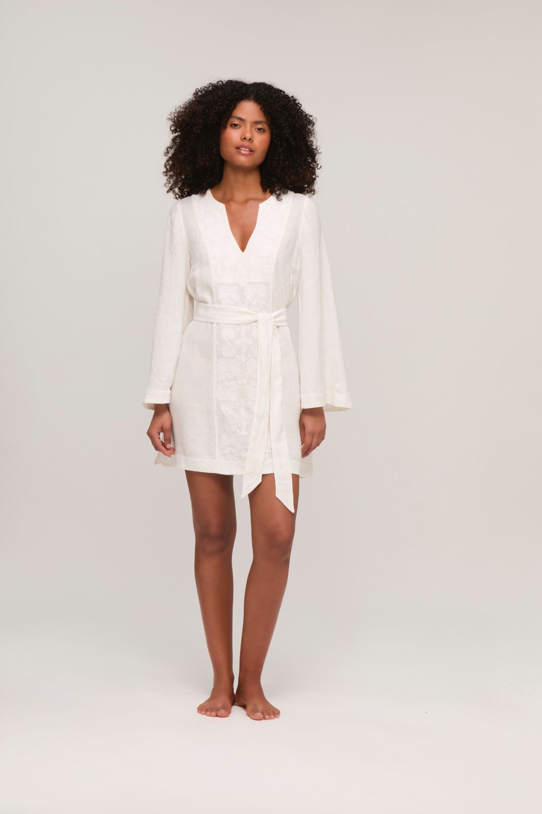 White Bay Embroidered Mini Beach Kaftan