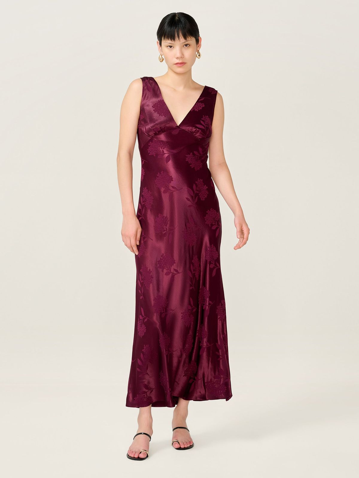 Iris Jacquard Dress in Deep Wine