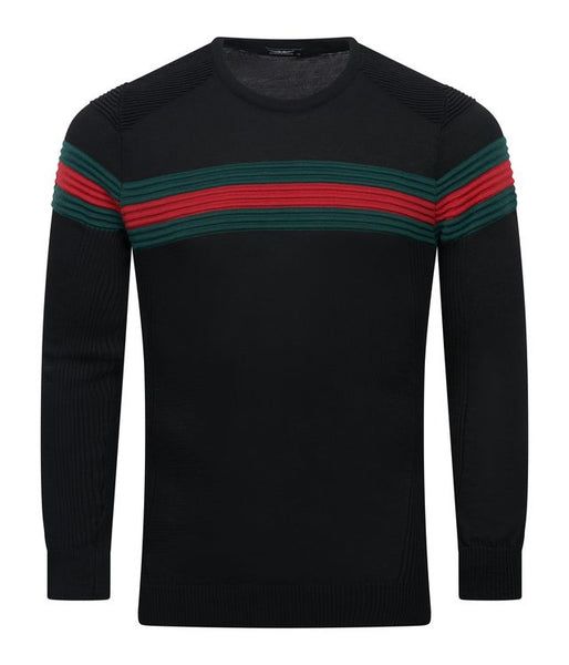 Crew Neck with Red &amp; Green Stripe