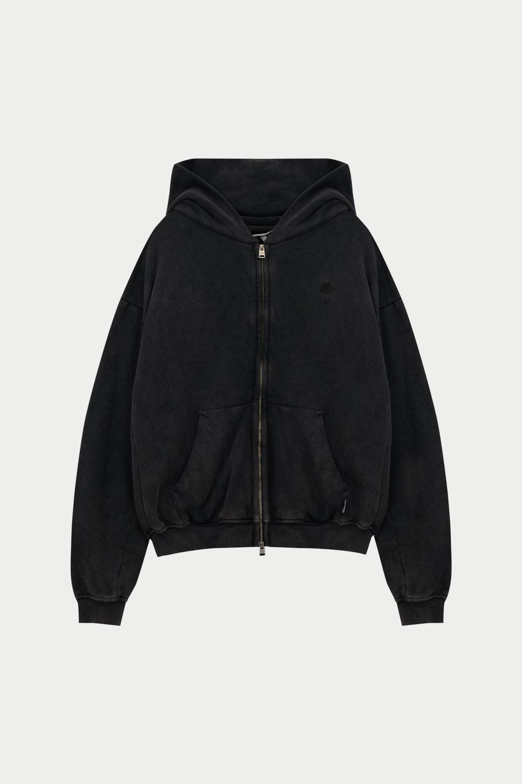 LAUNDERED CLASSICS ZIP THROUGH HOODIE - CHARCOAL