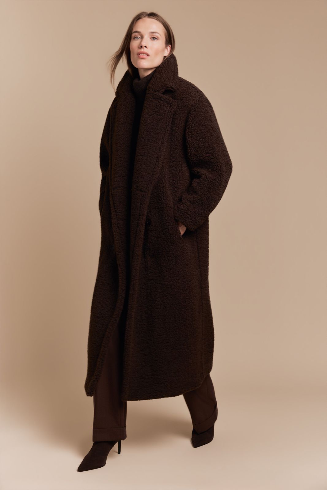 Teddy Longline Overcoat (Chocolate)