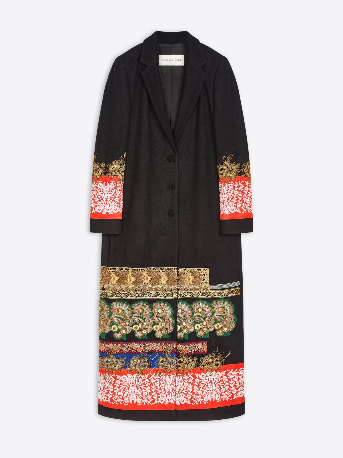 Embroidered wool coat