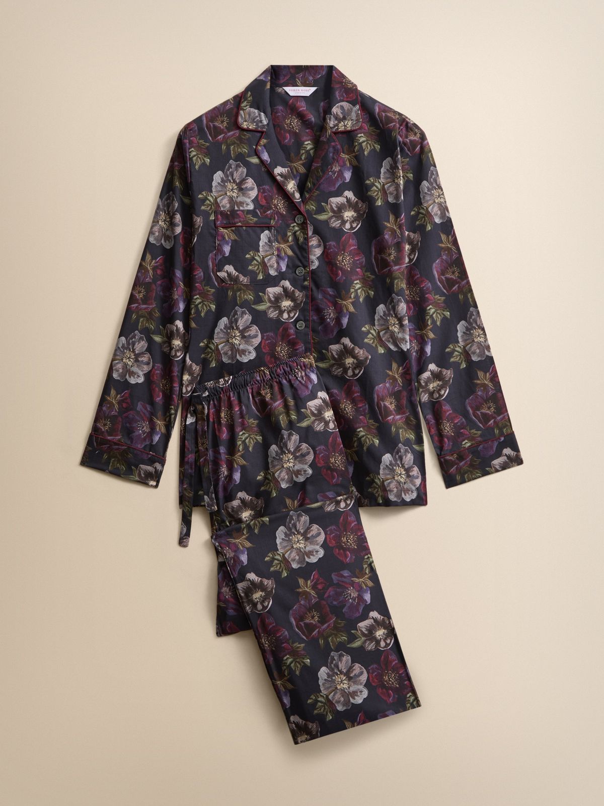 Ledbury Cotton Batiste Pyjamas Midnight Blue Floral