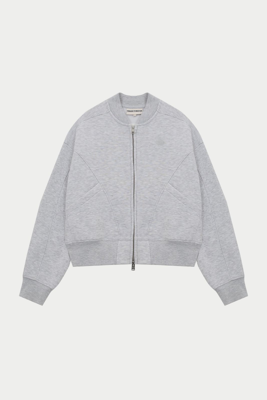 SEAM DETAIL OVERSIZED ZIP THROUGH BOMBER - GREY MARL