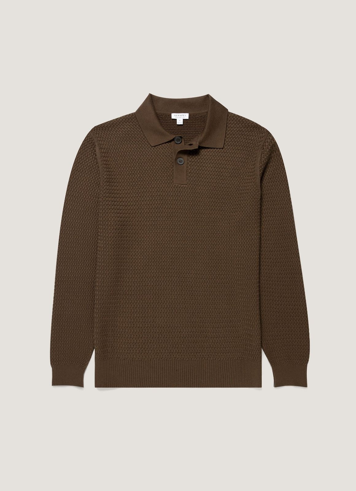 Men's Cotton Basketweave Polo Shirt in Loden Green