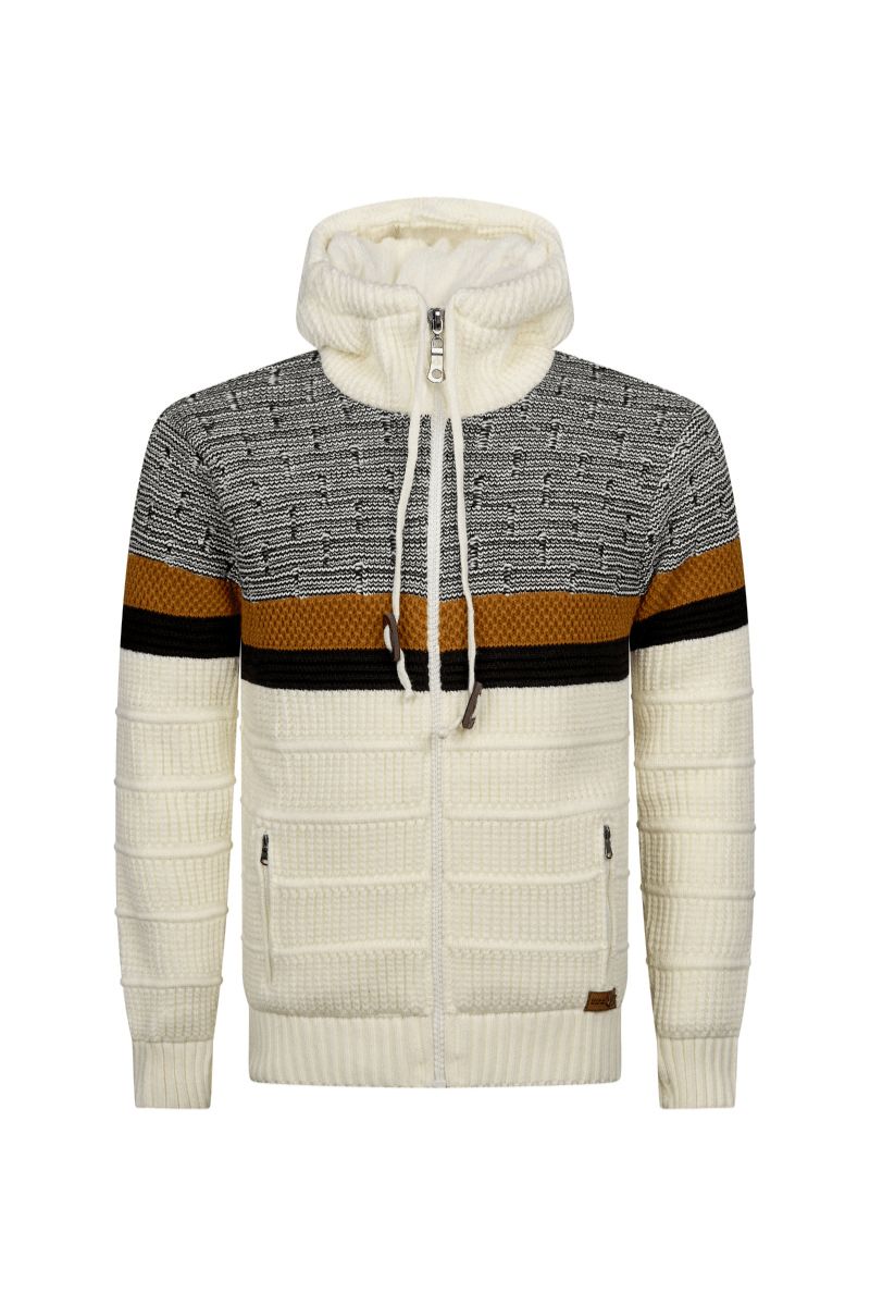 Montieri Sherpa-Lined Knit Jacket – Ivory Amber
