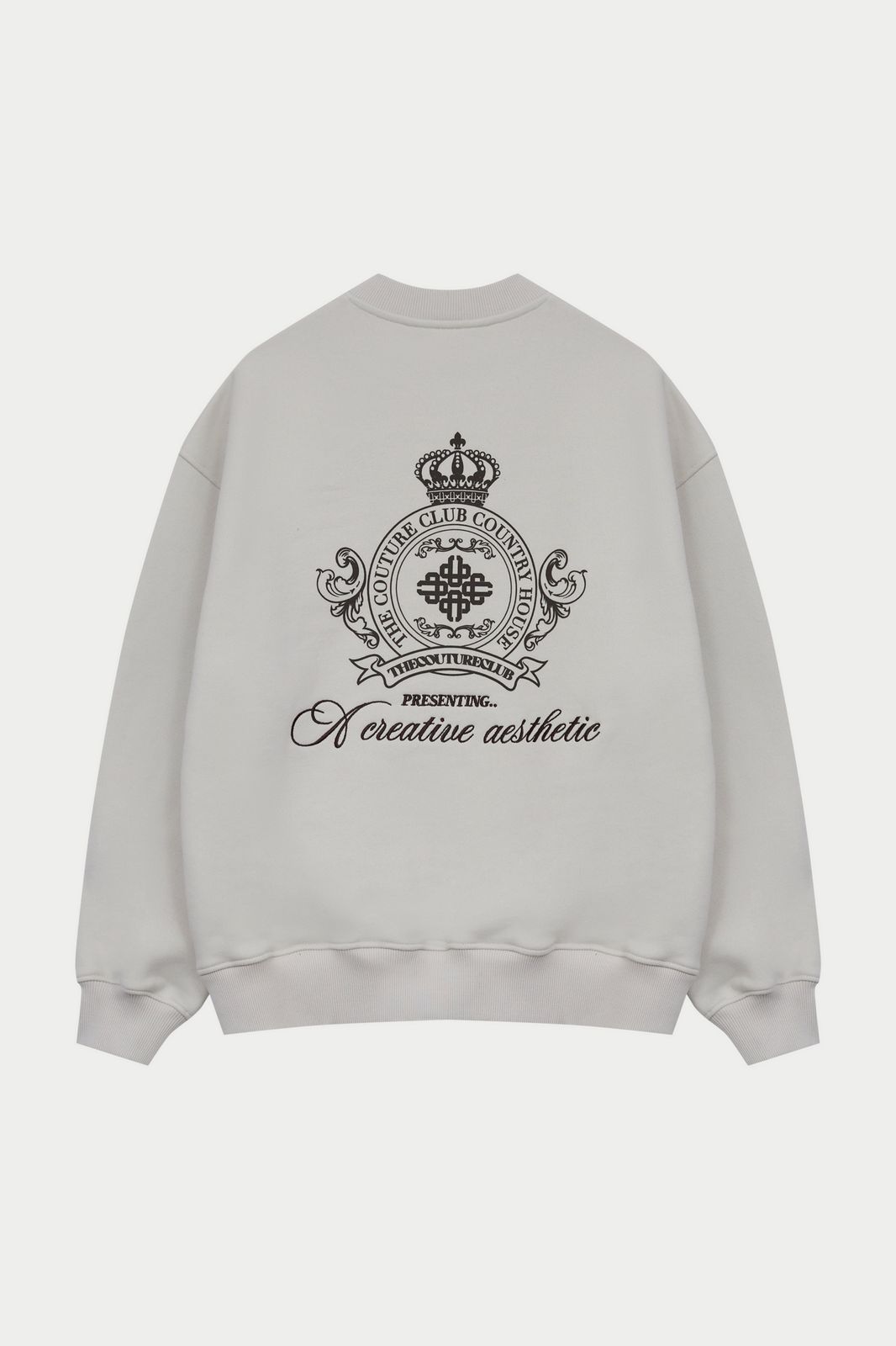 EMBROIDERED CREST OVERSIZED SWEATSHIRT - BONE