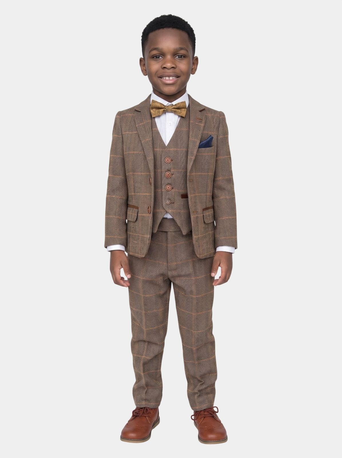TED - Tan Tweed Check Three Piece Suit
