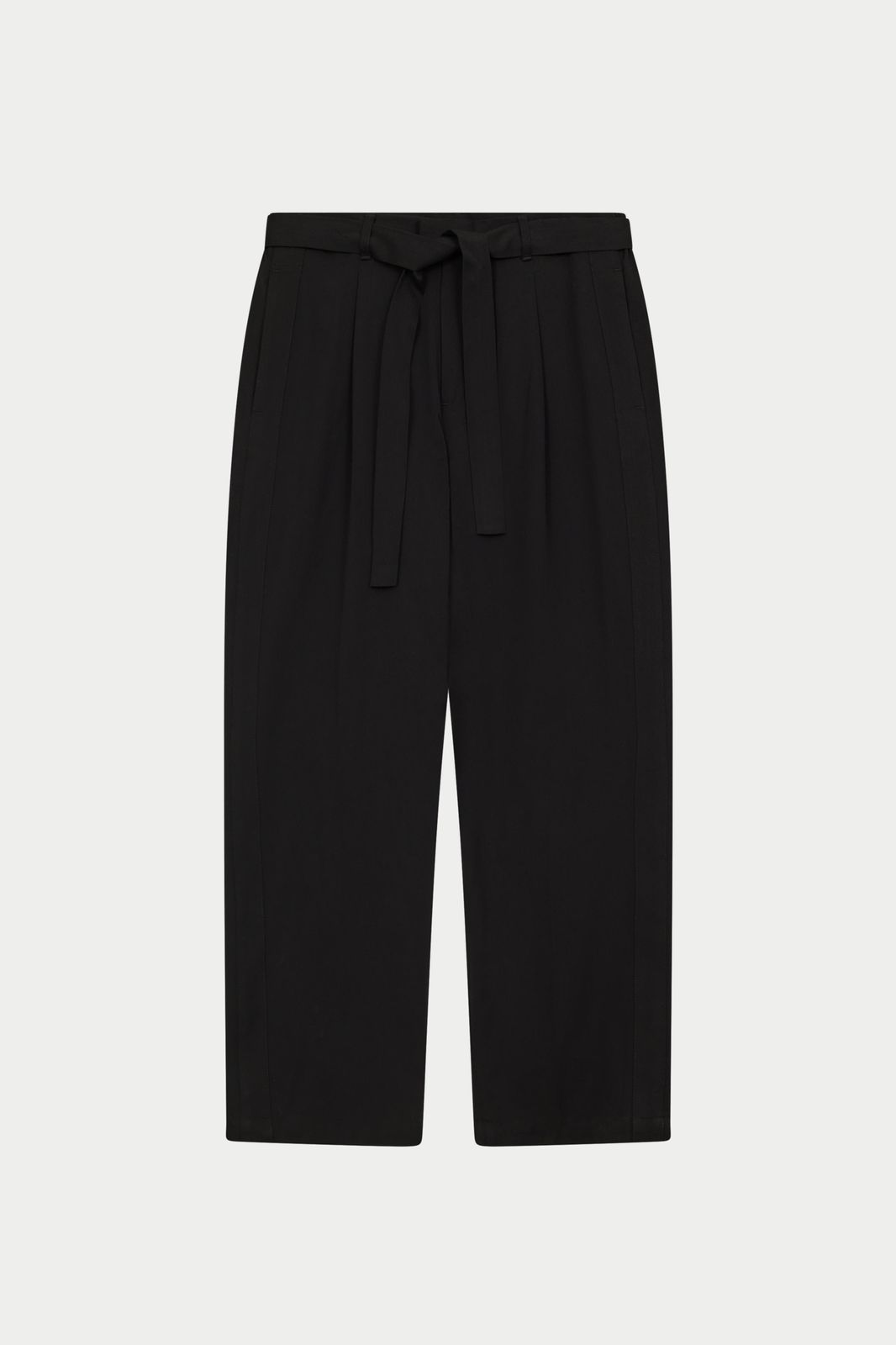 SMART TIE BELTED TROUSERS - BLACK