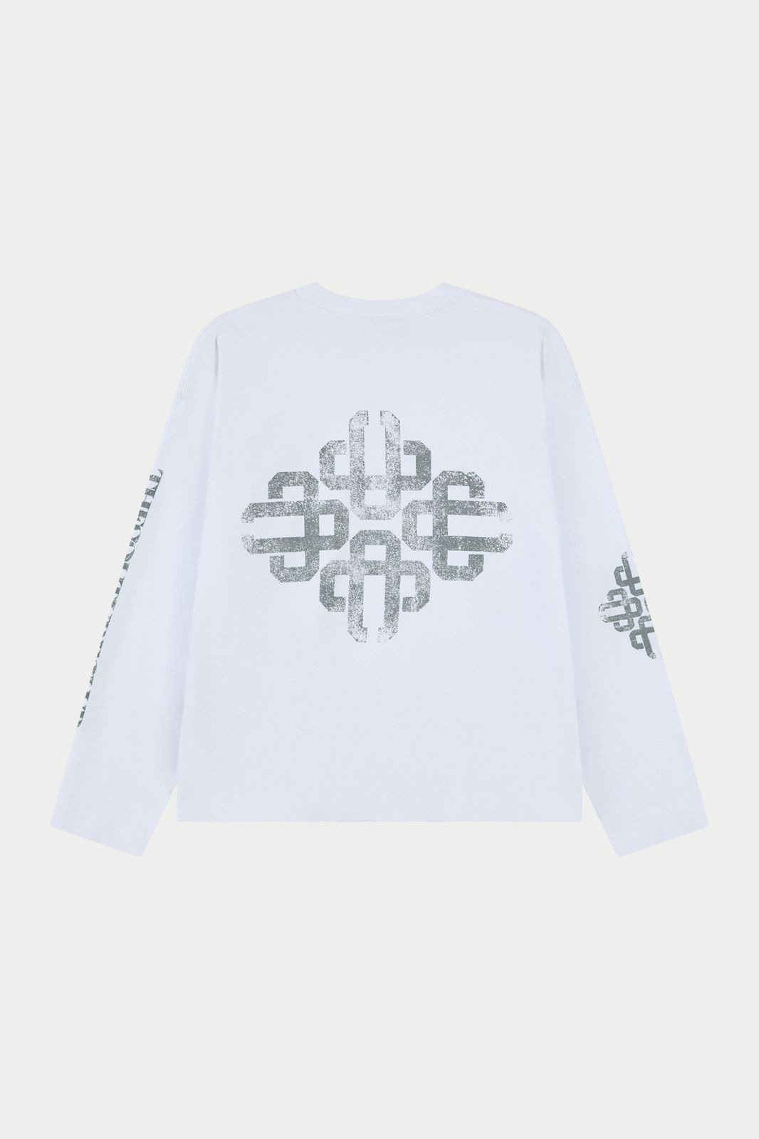 VINTAGE COPYRIGHT PRINT WASHED LONG SLEEVE T-SHIRT - WHITE CHARCOAL