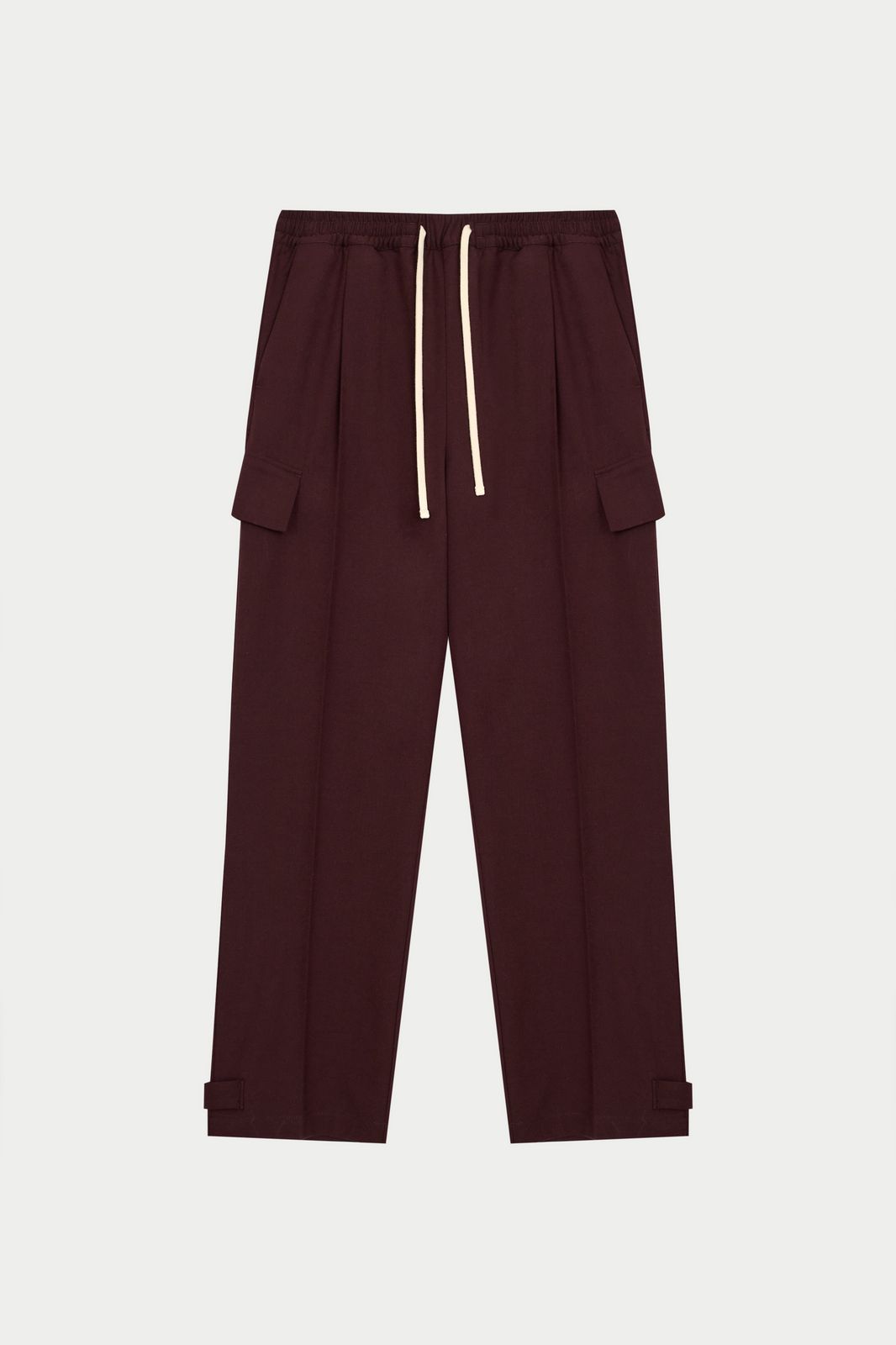 PLEATED WIDE LEG TROUSER - BURGUNDY