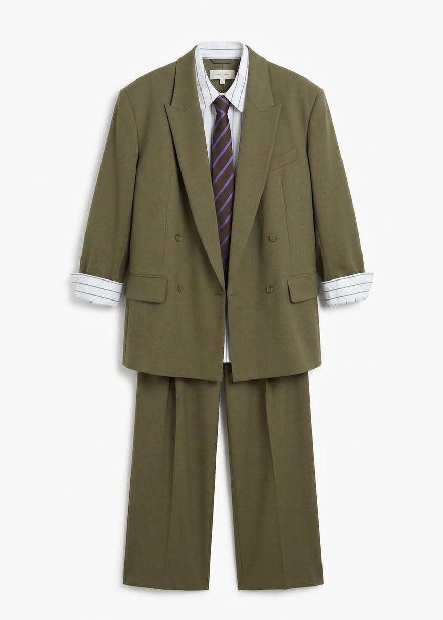 Newark Double Breasted Blazer - Khaki