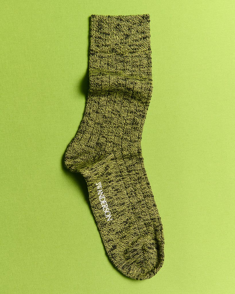 COTTON SLUB SOCK IN BLACK AND GREEN