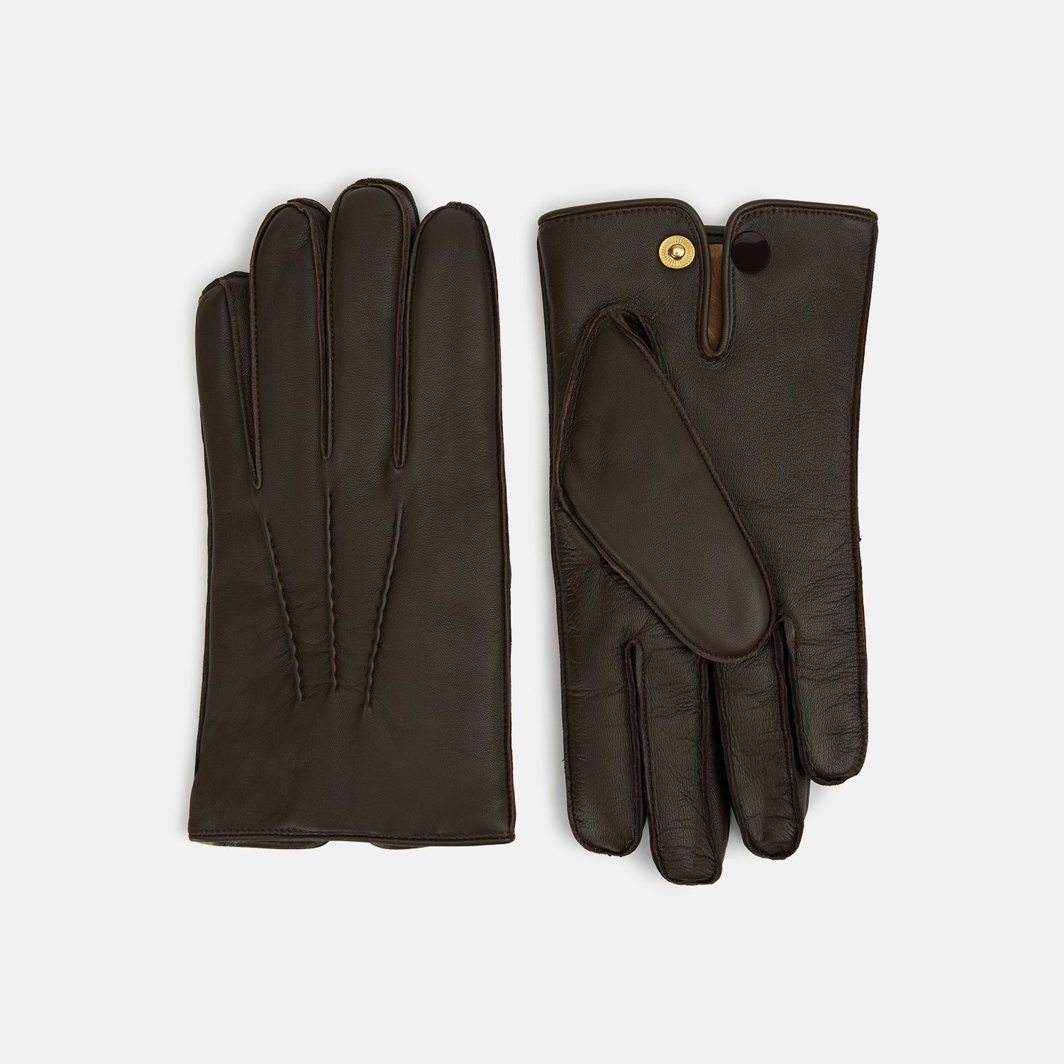 Brown/Beige Fur-Lined Hairsheep Leather Touchscreen  Gloves