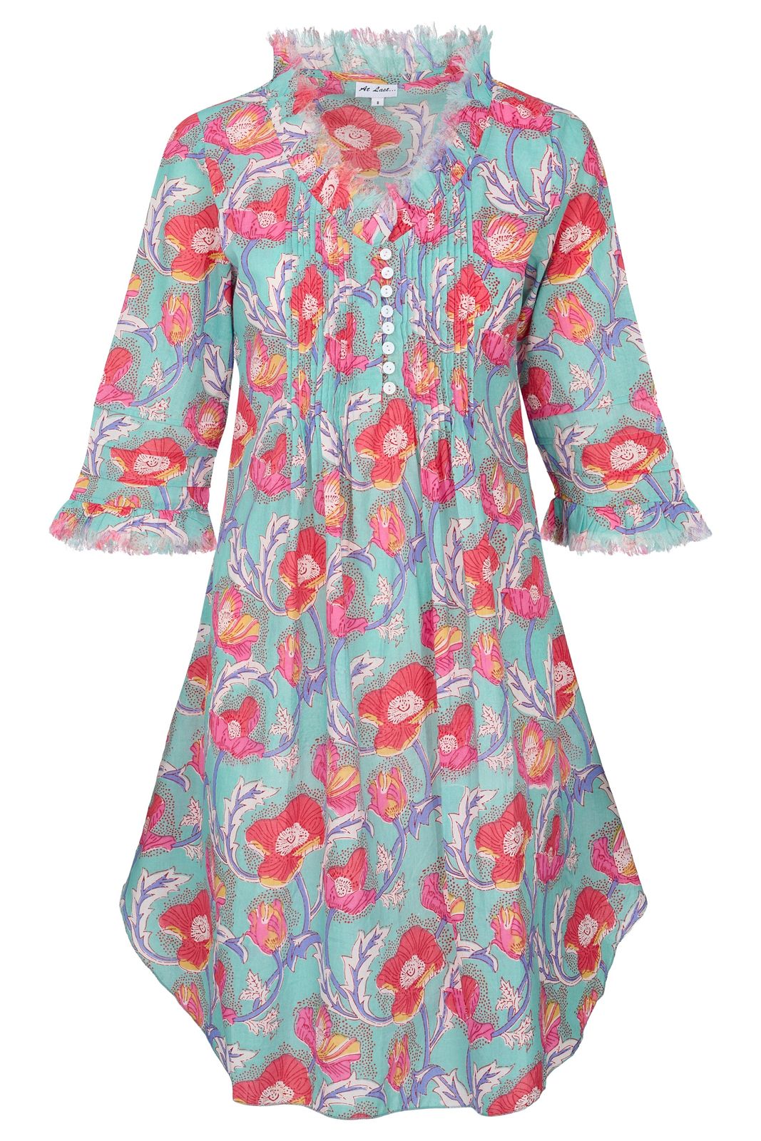 Annabel Cotton Tunic In Duck Egg Flower