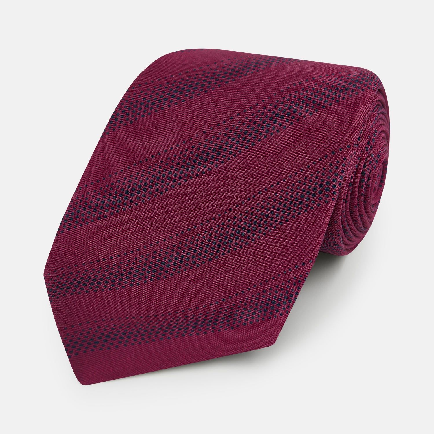 Burgundy Dotted Stripe Printed Silk Tie
