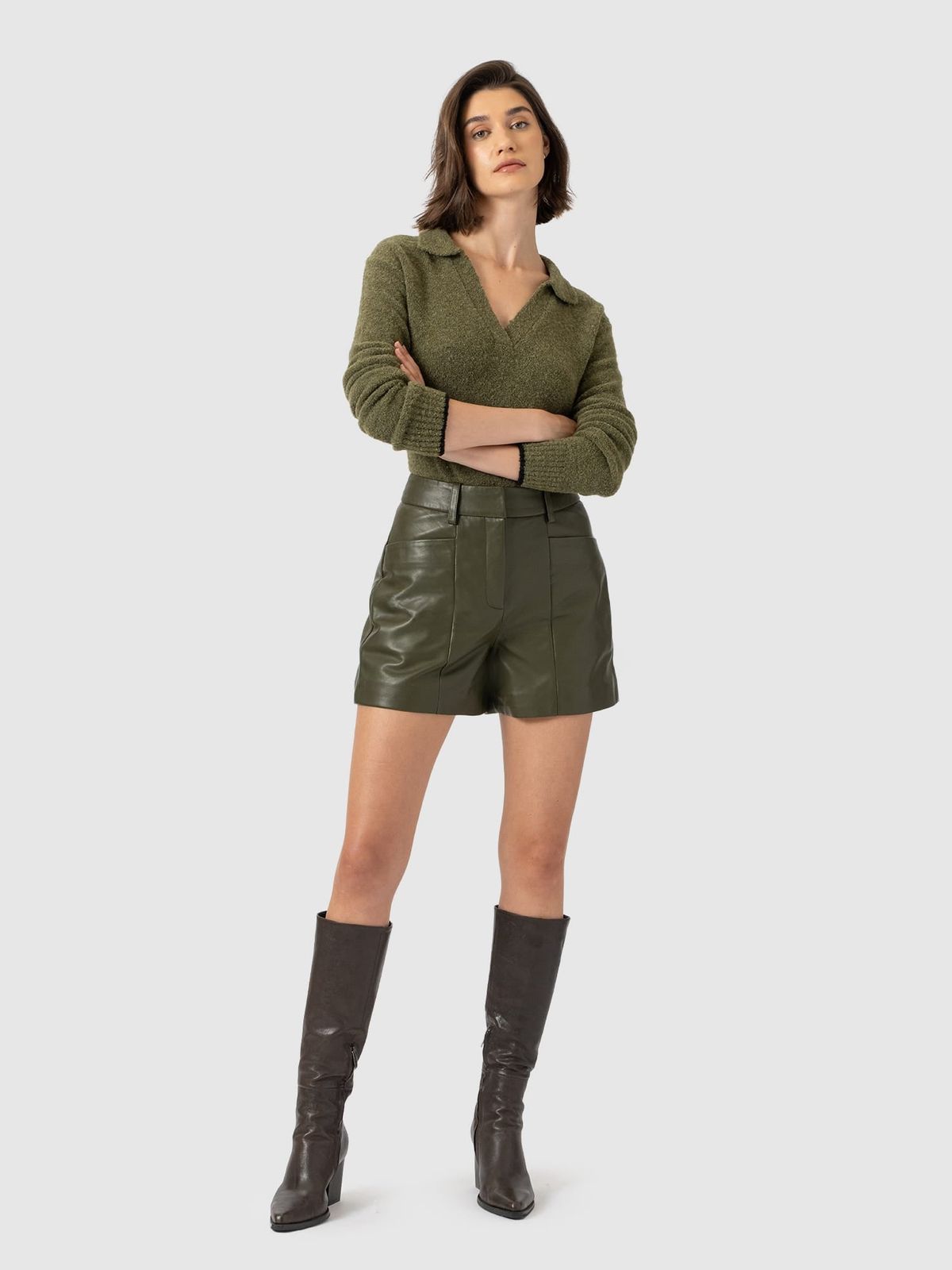 Bonham Leather Short - Khaki
