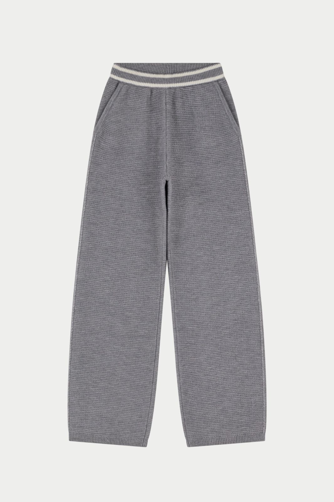CONTRAST STRIPE KNITTED JOGGERS - GREY