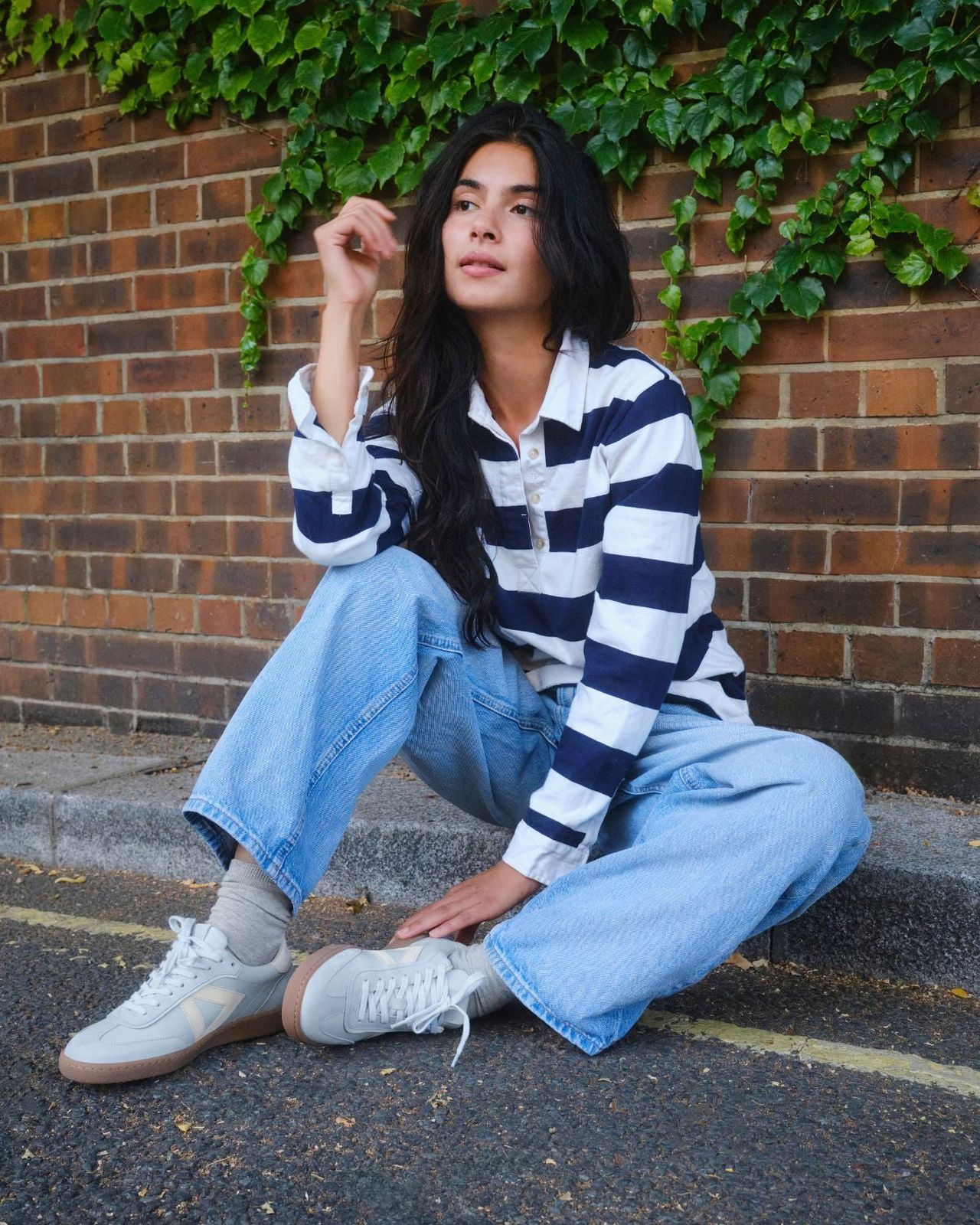 Hera Low Top Trainers - Sky Blue Leather & Taupe Nubuck Leather