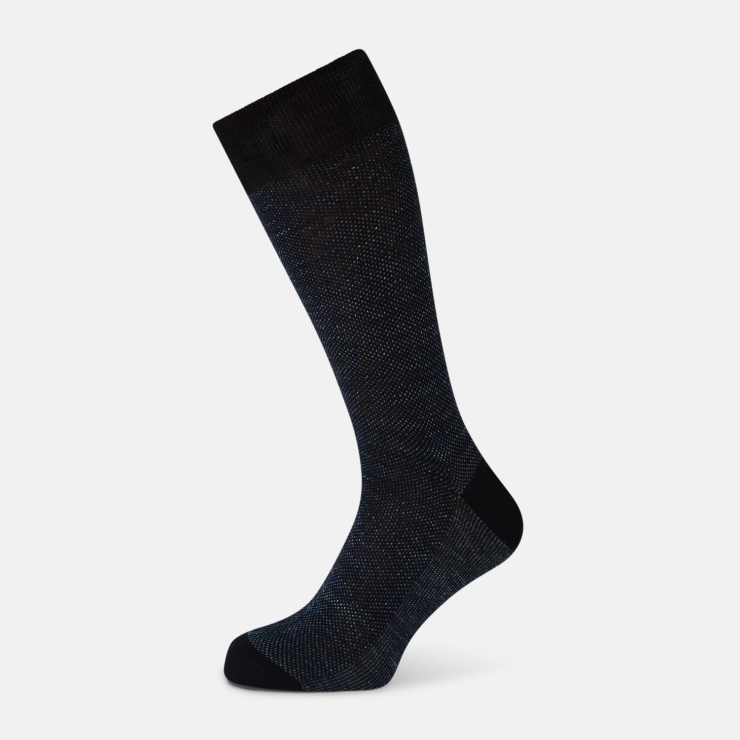Navy Cotton-Linen Mid-Length Socks