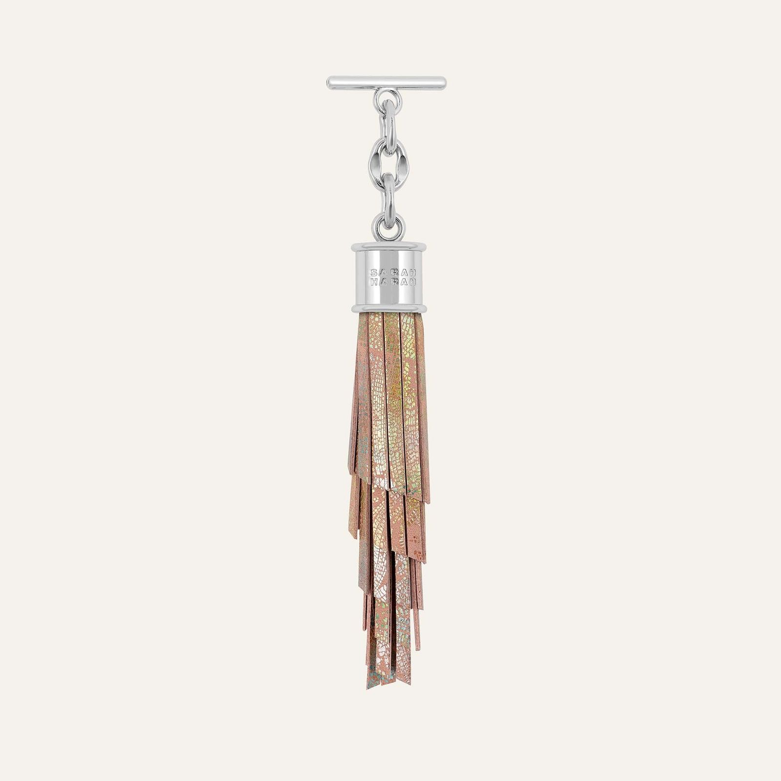 Feather Capsule Tassel Mini | Peach Strokes with Silver hardware