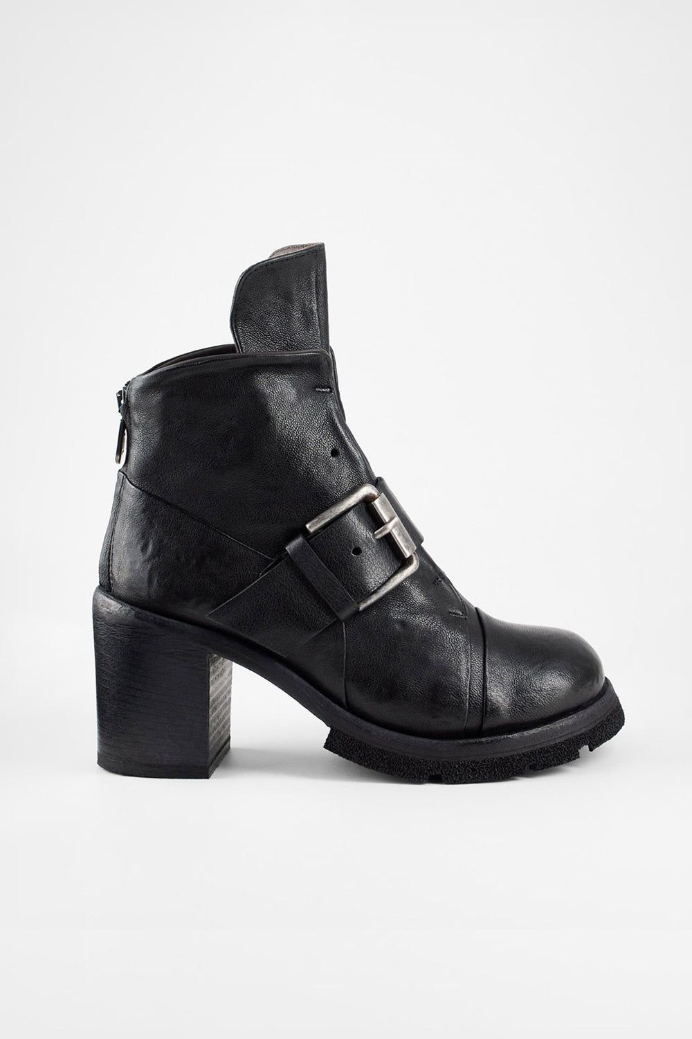 EDEN jade-black buckle boots.