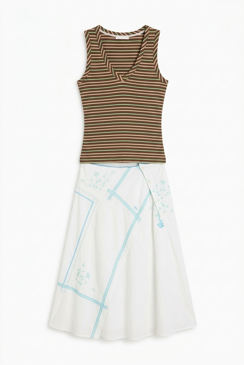 Arlea V-neck Tank - Brown Stripe