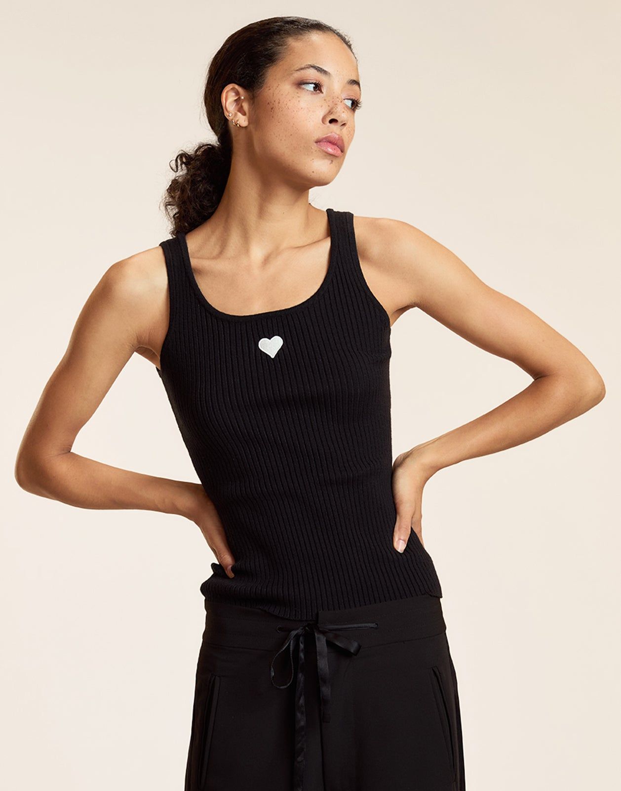 Heart Embroidered Knit Top