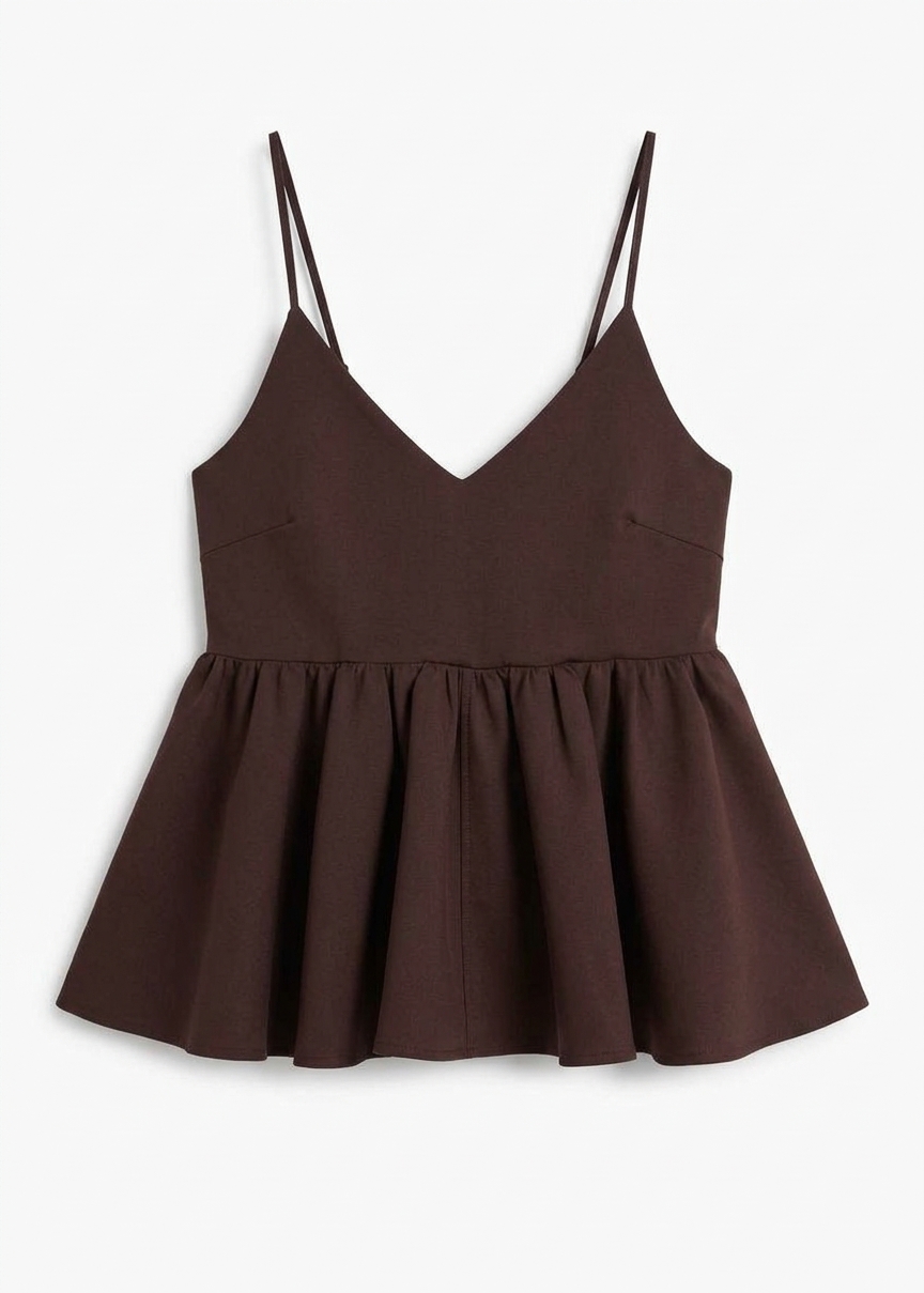 Taormina Peplum Top - Chocolate
