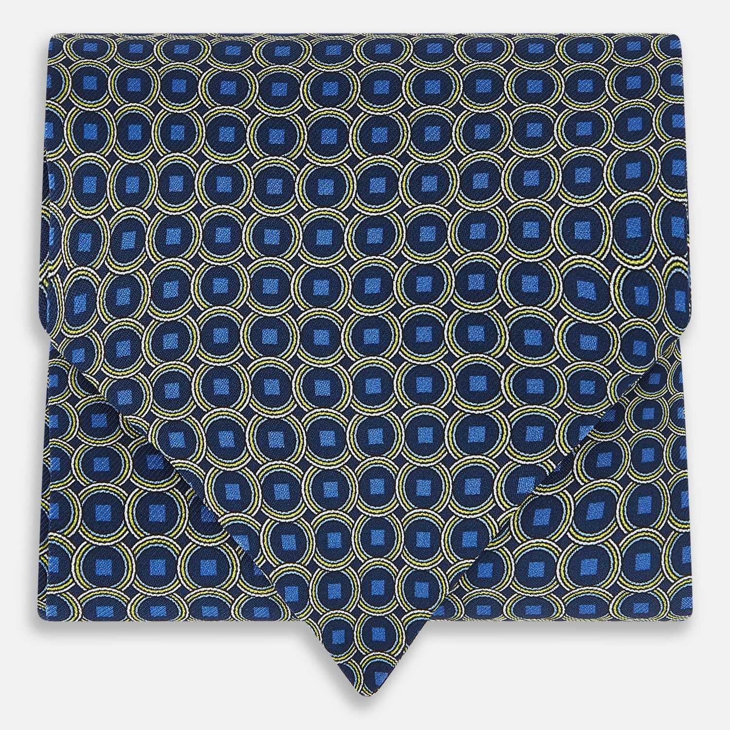 Navy Interlocking Circle Foulard Silk Cravat