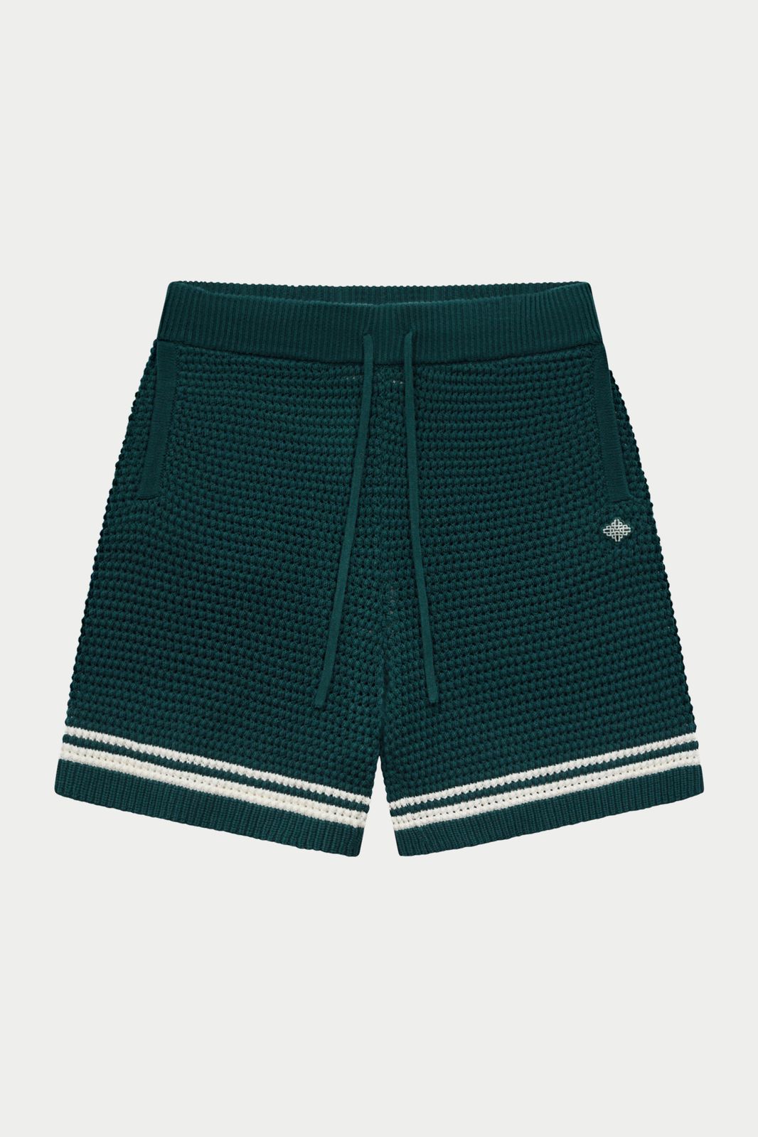 CROCHET KNITTED SHORTS - FOREST GREEN